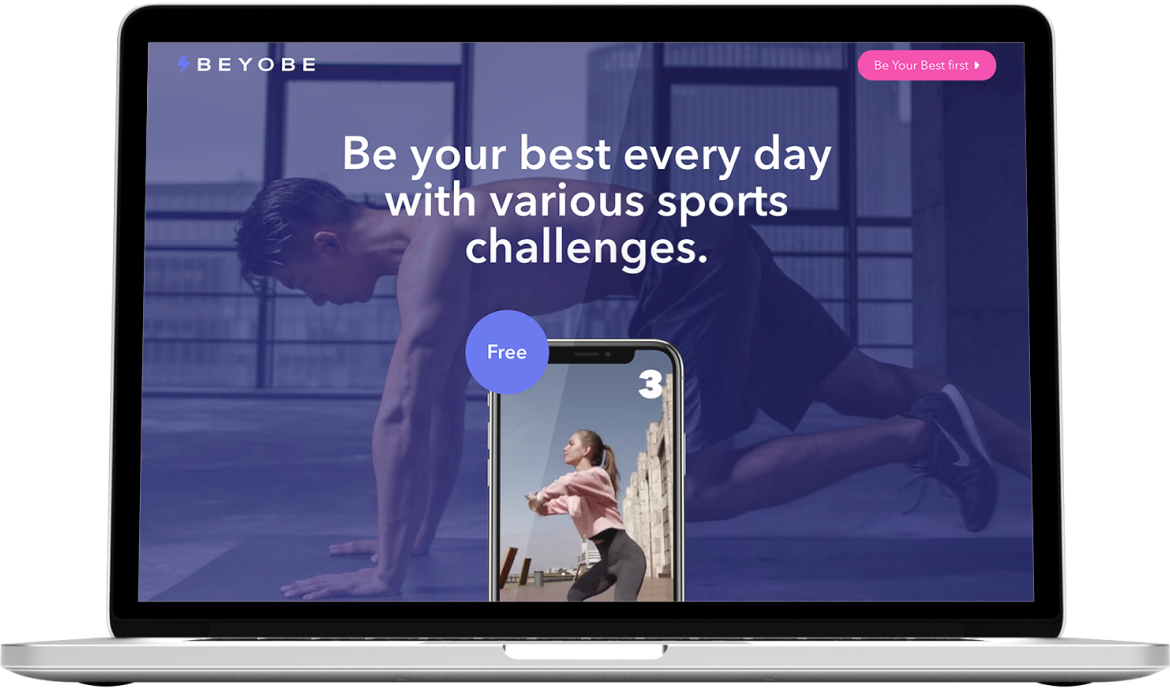 Beyobe fitness app in a Macbook screen